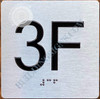 Apartment Number 3F  with Braille and Raised Number Signage
