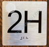 Apartment Number 2H  with Braille and Raised Number Signage