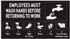 Employees Must WASH Hands Before Returning to Work Sign