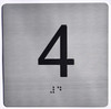 Apartment Number 4 Signage with Braille and Raised Number