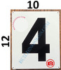 Large Number 4  -Metal  - Parking LOT Number