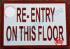 Re-Entry on This Floor Signage