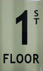Floor number 1 Sign HEAVY DUTY / GLOW IN THE DARK