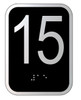 Elevator floor number 15 sign- Elevator Jamb Plate 15 ( 3x4, cast Iron, Black, Double sided tape)