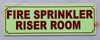 Photoluminescent FIRE SPRINKLER RISER ROOM SIGN