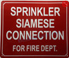 HPD Sign SPRINKLER SIAMESE CONNECTION FOR FIRE DEPARTMENT