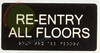 FD Sign RE-ENTRY ALL FLOORS Tactile Touch Braille