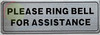 HPD Sign PLEASE RING BELL FOR ASSISTANCE