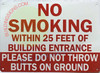 HPD Sign NO SMOKING WITHIN 25 FEET OF BUILDING ENTRANCE