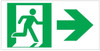 GLOW IN THE DARK HIGH INTENSITY SELF STICKING PVC GLOW IN THE DARK SAFETY GUIDANCE SIGN - "EXIT" SIGN 4.5X9 WITH RUNNING MAN AND RIGHT ARROW