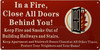 New York in A Fire, Close All Doors Behind You Sign, Meets NYC Admin Code 15-135