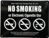 NYC NO SMOKING OR ELECTRONIC CIGARETTES  FOR RESTURANTS Signage