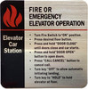 Fire or emergency elevator operation  Sign