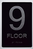 Sign Black Floor number  -Tactile Graphics Grade 2 Braille Text with raised letters