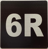 Apartment number 6R sign