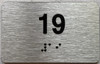 Signage Apartment number  - Unit number  / Suite  comes with Raised letters & Grade 2 Braille - Includes Red Adhesive pad for Easy Installation - The park Ave Line (NUMBER 19)