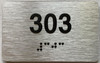Signage Apartment number  - Unit number  / Suite number  comes with Raised letters & Grade 2 Braille - Includes Red Adhesive pad for Easy Installation - The park Ave Line (Apt 303)