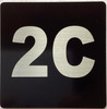 Signage Apartment number 2C  - UNIT NUMBER 2C /SUITE 2C  (BLACK, DOUBLE SIDED TAPE) -Broadway Line