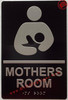 Sign MOTHERS ROOM  Raised letters & Grade 2 Braille - Includes Red Adhesive pad for Easy Installation ( BLACK Color, Tacticle , Aluminium) - The Sensation line