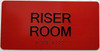 Signage Riser Room  Raised letters & Grade 2 Braille - Includes Red Adhesive pad for Easy Installation ( red Color, Tacticle , Aluminium) - The Sensation line