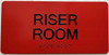 Riser Room  Raised letters & Grade 2 Braille - Includes Red Adhesive pad for Easy Installation ( red Color, Tacticle , Aluminium) - The Sensation line