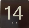 Elevator 14 floor /jamb plate floor 14  letters/Image & Grade 2 Braille - Includes Red Adhesive pad for Easy Installation (black, Tacticle ) - The Sensation line