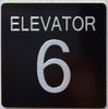 Sign ELEVATOR FLOOR NUMBER  with Raised letters/Image & Grade 2 Braille - Includes Red Adhesive pad for Easy Installation (BLACK, Tacticle ) - The sensation line (ELEVATOR NUMBER 6)