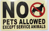 Sign 2 PCS Window Sticker- No Pets Allowed Except Service Animals