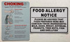 Resturant Choking Magnet + Food Allergy Magnet/ Sign