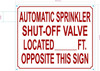 Automatic sprinkler shut-off valve located__FT opposite this Sign