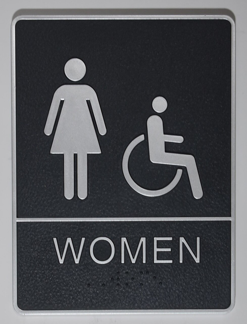 WOMEN ACCESSIBLE Restroom Sign- BLACK- BRAILLE