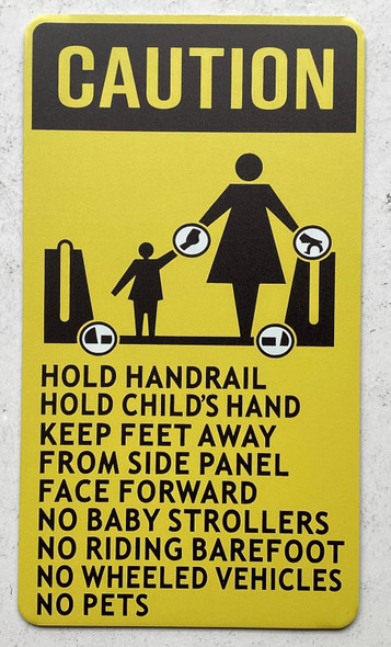 NYC CAUTION HOLD HANDRAILS ESCALATOR SIGN