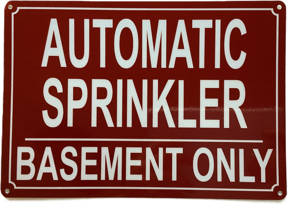 NYC AUTOMATIC SPRINKLER IN BASEMENT ONLY SIGN