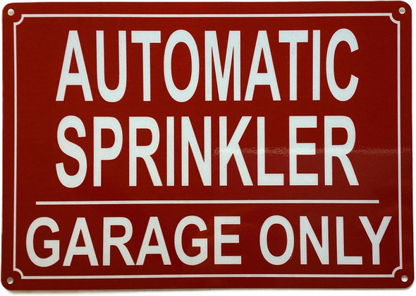 NYC AUTOMATIC SPRINKLER IN GARAGE ONLY SIGN