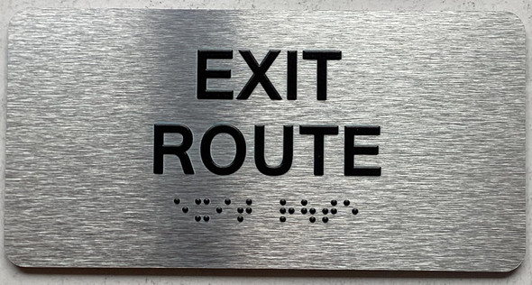 EXIT ROUTE SIGN WITH RAISED LETTERS
