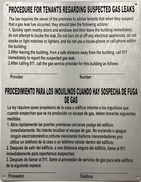 NYC HPD GAS LEAN NOTICE SIGNS