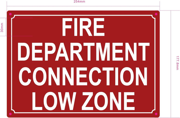 NYC FIRE DEPARTMENT CONNECTION LOW ZONE SIGN