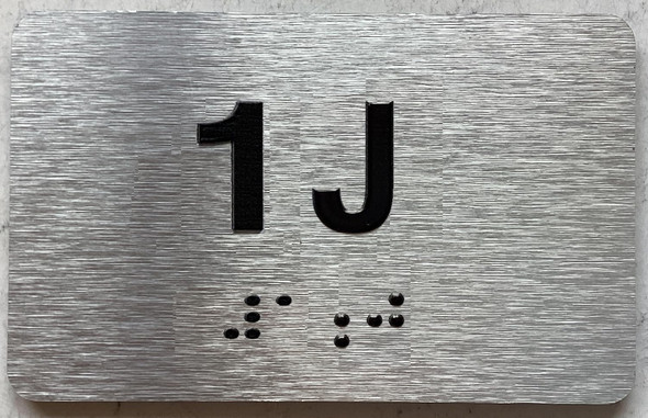 NYC APT NUMBER 1J SIGN-UNIT NUMBER SIGN WITH RAISED LETTERS