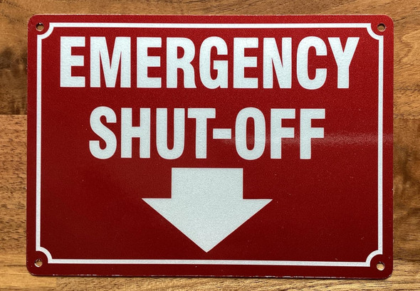 NYC EMERGENCY SHUT-OFF SIGN ARROW DOWN