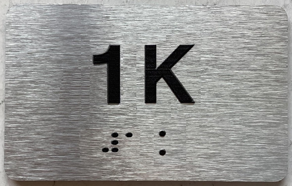 APT NUMBER 1K SIGN-UNIT NUMBER SIGN WITH RAISED LETTERS