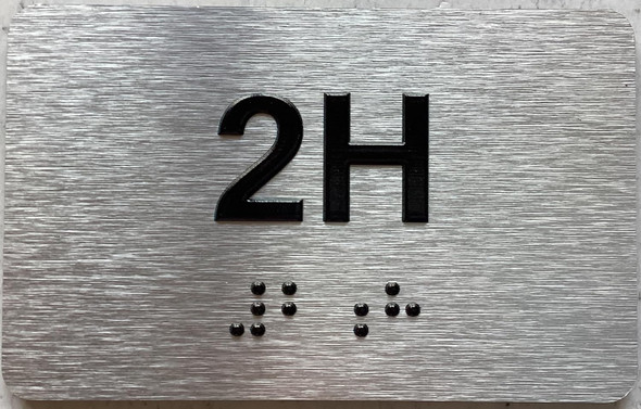 APT NUMBER 2H SIGN-UNIT NUMBER SIGN WITH RAISED LETTERS