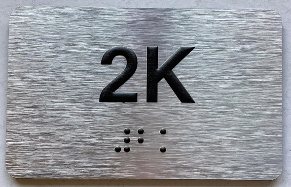 NYC APT NUMBER 2K SIGN-UNIT NUMBER SIGN WITH RAISED LETTERS