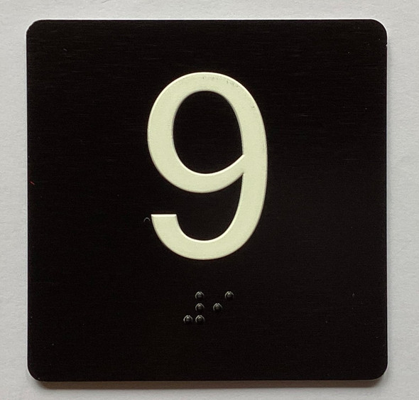 NYC ELEVATOR FLOOR NUMBER THE LEXINGTON AVE LINE (9TH FLOOR) SIGN