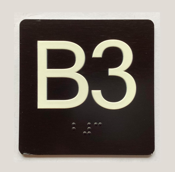 NYC ELEVATOR FLOOR NUMBER THE LEXINGTON AVE LINE (B3- BASEMENT 3) SIGN