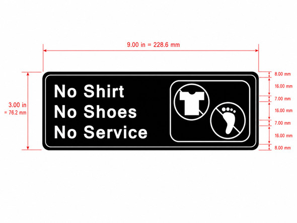NO SHIRT NO SHOES NO SERVICE Restaurant Hpd Sign