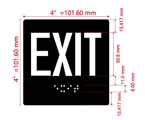Exit Level Sign Elevator Jamb Plate Braille Sign