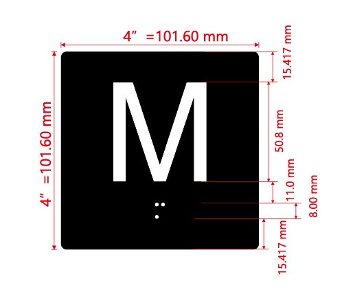 M 4X4 Sign with Raised Letters & Grade 2 Hpd Sign