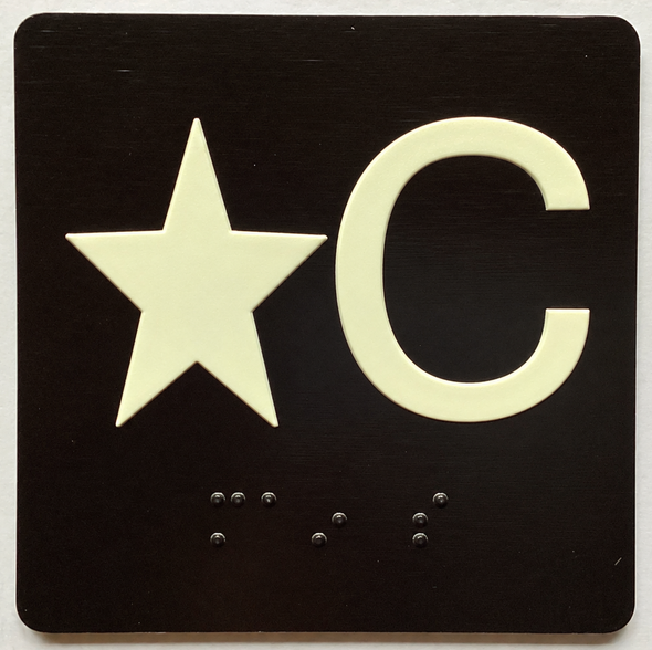Star C Sign Elevator Jamb Plate Sign