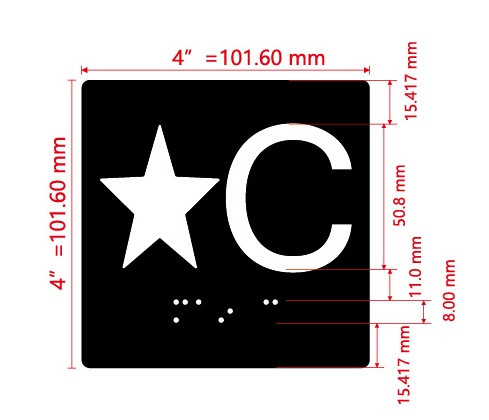 Star C Sign Elevator Jamb Plate Hpd Sign