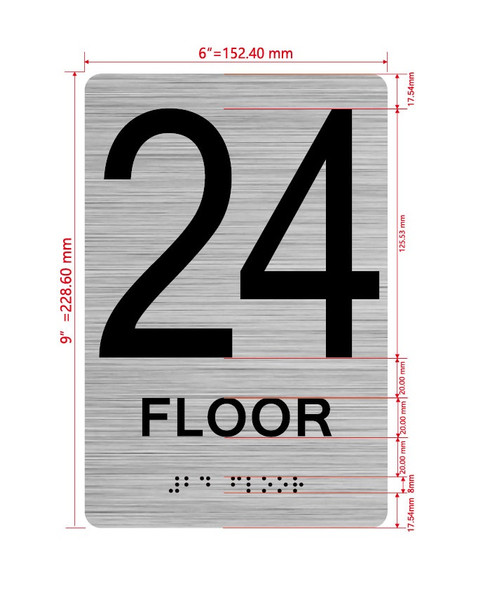 Floor 24 Sign with Raised Letters Hpd Sign